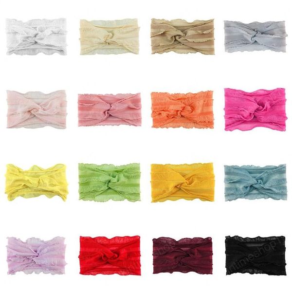 new 16 colors elastic lace headband children headgear kids hair accessories girl hairband soft headbands, Slivery;white